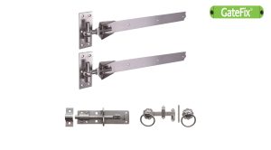 Single Gate Stainless Steel 24" (600mm) Adjustable Hinge Kit by GateFix