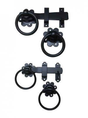 Heavy 8" (200mm) Plain Handle Ring Latch in Black