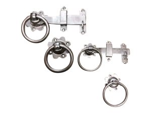 Heavy 8" (200mm) Plain Handle Ring Latch in Galvanised