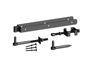 BLACK on GALV 600mm (24") Adjustable bottom hinge set suitable for 3" thick gates