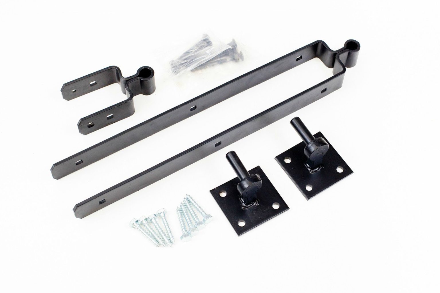 BLACK GALVANISED 600mm (24") Heavy Field Gate Hinge set on 4×4 Plates for 3" gates 1st Fix