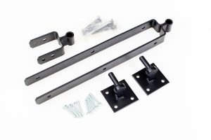 BLACK GALVANISED 600mm (24") Heavy Field Gate Hinge set on 4×4 Plates for 3" gates