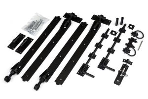 Double Gate 48" (1200mm) BLACK Adjustable Hook and Band Hinge Set