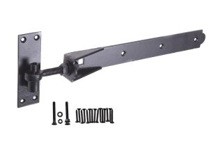 GateFix Heavy Duty Black 600mm (24") Adjustable hook and band hinges PER PAIR complete with fixings