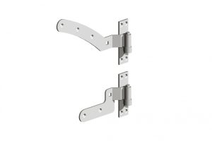 Black Curved rail gate hinges right hand PER PAIR complete with fixings