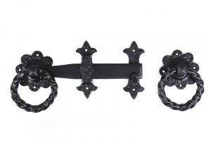 Heavy Ornamental Twisted Handle Ring Latch 10" Black